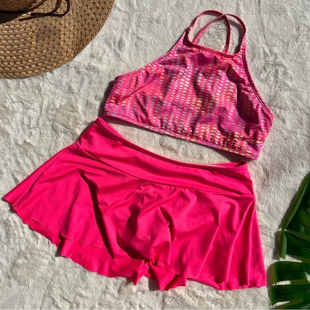 Lands End Girls Halter Swim Top and Swim Skirt